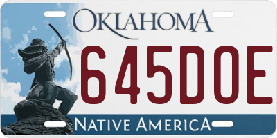 OK license plate 645DOE