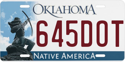 OK license plate 645DOT