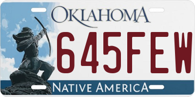 OK license plate 645FEW