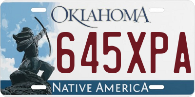 OK license plate 645XPA