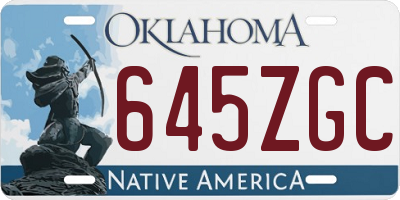 OK license plate 645ZGC