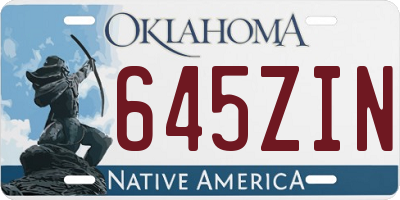 OK license plate 645ZIN