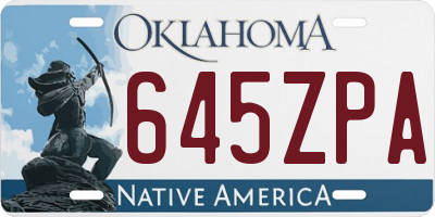 OK license plate 645ZPA