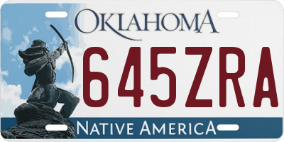 OK license plate 645ZRA