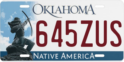 OK license plate 645ZUS