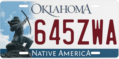 OK license plate 645ZWA
