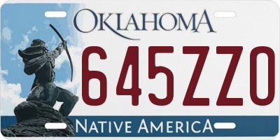 OK license plate 645ZZO