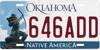 OK license plate 646ADD