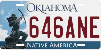 OK license plate 646ANE