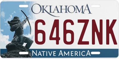OK license plate 646ZNK