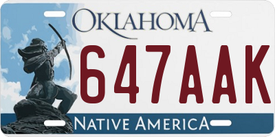 OK license plate 647AAK