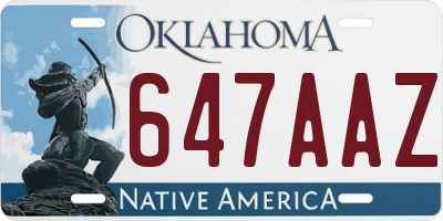 OK license plate 647AAZ