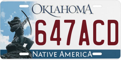OK license plate 647ACD