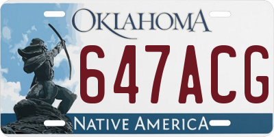 OK license plate 647ACG