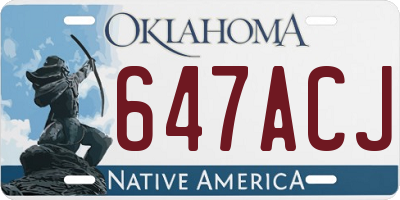 OK license plate 647ACJ