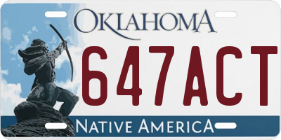 OK license plate 647ACT