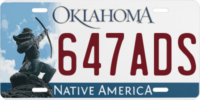 OK license plate 647ADS