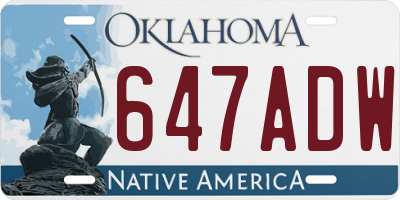 OK license plate 647ADW