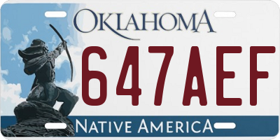OK license plate 647AEF