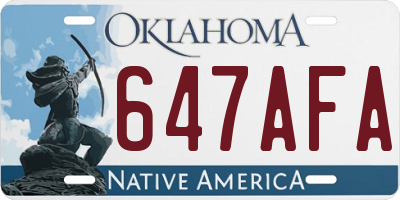 OK license plate 647AFA