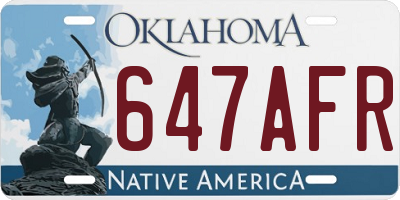 OK license plate 647AFR