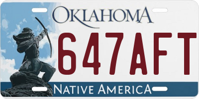 OK license plate 647AFT