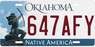 OK license plate 647AFY