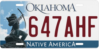 OK license plate 647AHF