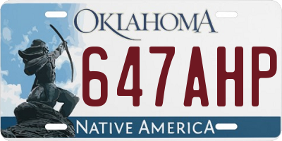 OK license plate 647AHP