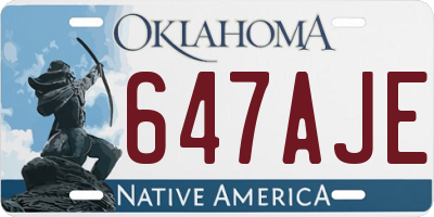 OK license plate 647AJE