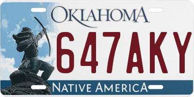 OK license plate 647AKY