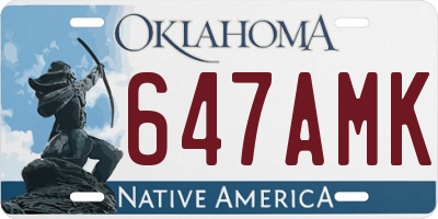 OK license plate 647AMK