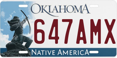 OK license plate 647AMX