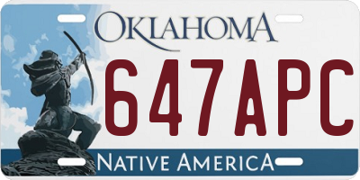 OK license plate 647APC