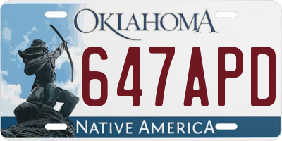 OK license plate 647APD