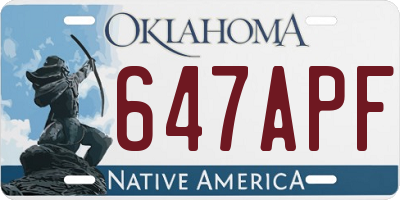 OK license plate 647APF