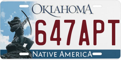 OK license plate 647APT