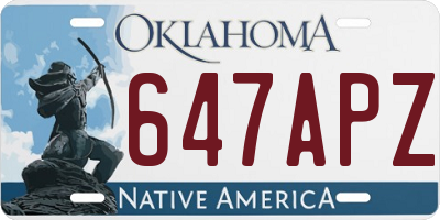 OK license plate 647APZ