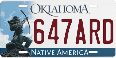 OK license plate 647ARD