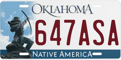 OK license plate 647ASA