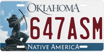 OK license plate 647ASM