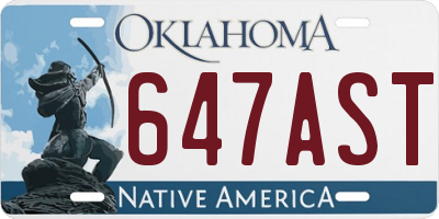 OK license plate 647AST