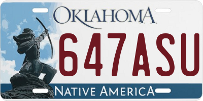 OK license plate 647ASU