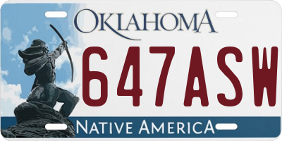 OK license plate 647ASW