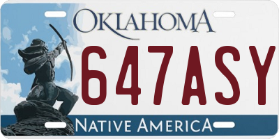 OK license plate 647ASY