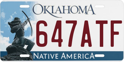 OK license plate 647ATF