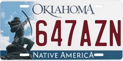 OK license plate 647AZN