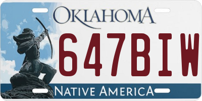 OK license plate 647BIW