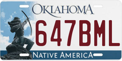 OK license plate 647BML