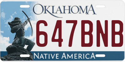 OK license plate 647BNB